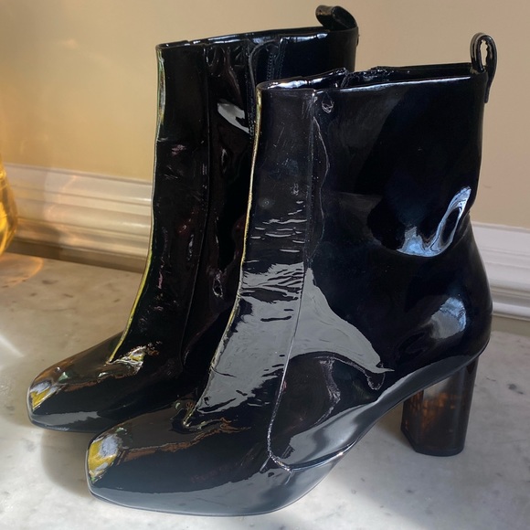 Designer Kurt Geiger London Stride 90 Bootie Shiny Black Patent Leather - Picture 7 of 11